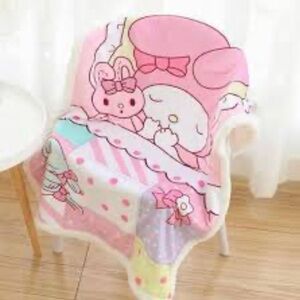 Sanrio My Melody Pink Cream Small Minky Blanket Throw